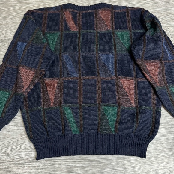 Vintage 90s Gant Rugger Sweater Mens Sz Large Heavy Knit Abstract - Picture 2 of 10